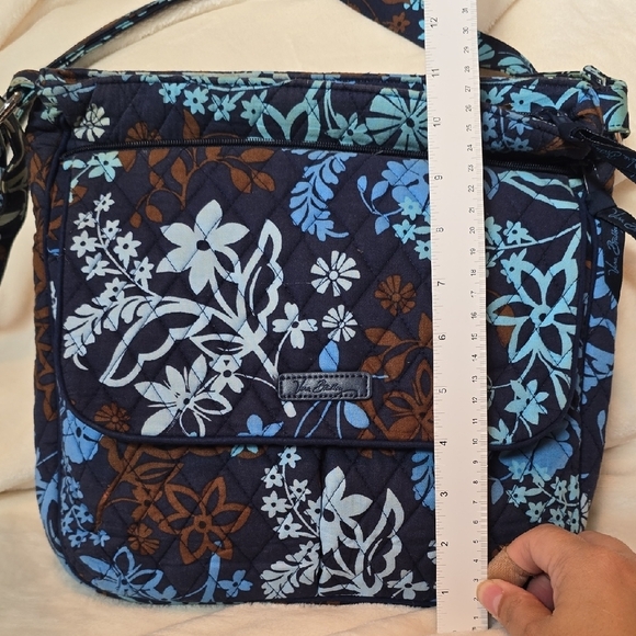 Vera Bradley Blue and Brown Floral Crossbody Bag - Picture 3 of 7